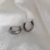 Pendientes de plata de ley s925 de Shenzhen plateados Plata tailandesa estilo corte retro desgastado personalidad pendientes de moda para hombre y mujer pendientes punk
