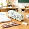 Estuche para Lápices Estudiante Estilo Nuevo Lazo Transfronterizo, Bolsa de Almacenamiento Pequeña Floral Simple, Organizador de Escritorio de Gran Capacidad para Papelería