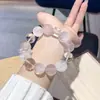 Pulsera de Cristal Natural Cristal Rosa DIY Diseño Original Cadena de Cristal de Nicho Pulsera de Zafiro Blanco Día de San Valentín
