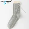 Calcetines Zobalen para mujer de primavera y otoño hasta la pantorrilla, estilo japonés, algodón puro, encaje bonito, calcetines blancos holgados, calcetines versátiles de moda para estudiantes