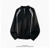 Sudadera con capucha de punto de alta gama estilo retro americano para hombre 2026 Otoño Nuevo Diseño Sensación Cinta Tejida Patchwork Suéter de Punto