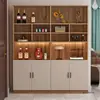 Armario para Vino para Uso Doméstico, Mueble Pantalla Divisoria para Sala de Estar, Vitrina, Aparador, Armario Alto de Almacenamiento, Mueble de Entrada, Gris Crema