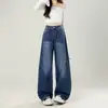 Jeans Retrô de Perna Larga para Mulheres, Novo Estilo Popular do Verão de 2026, Caimento Solto, Emagrecimento, Caimento Fluido, Calças Longas de Perna Reta Estreita