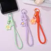 Llavero colgante de correa para teléfono floral de colores, correa tejida para teléfono DIY, accesorio de correa de muñeca corta portátil anti-pérdida