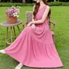 Novo Vestido de Verão Algodão Seda, Estilo Jovem Sanya Sem Mangas Vestido de Praia para Mulheres, Vestido Longo de Férias, Fluido e Elegante
