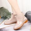 Botas de lluvia para mujer, de tubo bajo, antideslizantes, de moda, para cocina, botas de lluvia para mujer, de tubo corto, zapatos de agua de moda con suela de res, zapatos de agua resistentes al desgaste para adultos.