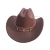 Item popular transfronteiriço: Chapéu de Cowboy Ocidental com Estilo Étnico e Aba Virada para Cima, Adequado para Viagens e Fotografia nas Pradarias do Oeste de Sichuan, Chapéu de Cavaleiro com Aba Larga
