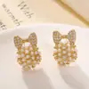 Pendientes de Lazo Populares y de Moda, Pendientes con Aguja de Plata y Circonita Microincrustada, Pendientes de Gama Alta, Elegantes y Versátiles