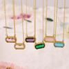 Colar Versátil Oval Transfronteiriço Europeu e Americano para Mulheres, Pingente Quadrado Estilo Ins com Zircônia Azul Colorida Corrente para Clavícula Atacado