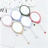 Nuevo espejo ovalado DIY, espejo pequeño lindo creativo con cuentas, compacto y portátil, espejo de maquillaje de mango multicolor de alta definición