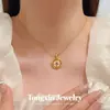 Lujo Ligero Retro Nuevo Chino Doble Cara Usar Moneda de Cobre Incrustada Pedrería Pegaso Colgante Collar Cadena Clavícula Versátil de Alta Gama