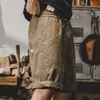Pantalones cortos de trabajo para hombre, corte holgado estilo japonés, casual vintage de verano estilo americano, pantalones cortos resistentes de moda para hombre de talla grande