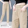 Pantalones casuales de mujer de algodón nuevo de algodón y lino de primavera y otoño, pantalones harén sueltos de talla grande, pantalones cortos adelgazantes de cintura alta, entrega de una pieza
