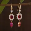 Brincos de Zircônia Gota D'água de Luxo Leve Francês Diamante Super Brilhante Estilo Palácio Retrô Brincos Moda Personalidade Nicho Joia para Orelha