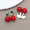 Cuatro Colgantes de Cereza Grande de Resina de Fruta Estéreo Simulada Negro/Rojo para Collar de Bricolaje Llavero Accesorios de Joyería