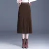 Moderna falda midi plisada de lana para mujer, nueva colección otoño/invierno 2026, de cintura alta, fluida, elegante, versátil, falda línea A