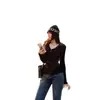 Sudadera con Capucha Estilo Americano Picante Ajustada con Medio Botón y Cintura Ajustable, Top de Manga Larga para Estudiante para Mujer