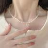 Collar de perlas de imitación "Crema de amor" con un pequeño y delicado corazón de melocotón, cadena de clavícula de estilo extranjero, collar Joker al por mayor.