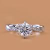 Joyería de Plata Anillo de Plata de Ley 925 Chapado en Oro Blanco de 18K, Anillo de Moissanita D Color Retorcido de Seis Garras Moderno y Sencillo para Mujer