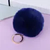 Llavero de Bola de Pelo de Conejo Rex Sintético de 8 cm Adorno Creativo para Coche Llavero Colgante de Bolsa Rellena de Pelo Sintético Regalo