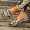 Zapatos Planos Perezosos Cubiertos de Tela de Nuevo Color Bloqueado Transfronterizos para Mujer Comercio Exterior Estilo Étnico Boca Baja Transpirables Perezosos para el Trabajo
