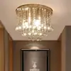 Luz Dorada Redonda Personalizada para Dormitorio, Pasillo de Cristal, Vestíbulo, Luz de Recibidor, Luz de Balcón, Luz de Techo de Lujo para Pasillo