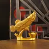 Figurita de Pez Dorado de la Suerte de Año Nuevo Yuanbao Artesanía Giratoria que Atrae la Riqueza Decoración para Sala de Estar Oficina Regalo