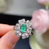 Anillo de esmeralda natural piedra principal cristalina 4*6mm anillo de valor viviendo sin elegir circunferencia del dedo incrustación de plata s925