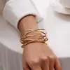 E091 Pulseira de braço geométrica de linha cruzada multicamadas estilo ins europeu e americano, pulseira de braço simples, versátil e da moda
