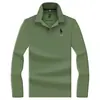 Camisa polo masculina de algodão e seda de manga longa, novo estilo outono, com bordado de emblema de cavalo, top casual versátil