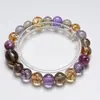 Pulseira de Cristal Torre Roxa Cristal de Chá Natural RomantinMei para Mulheres, Pulseira Versátil de Folha de Ouro Koi Atacado