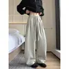 2026 Novo Design Original Calça Jogger Masculina de Perna Larga com Cordão e Fitas, Divisão Central Tridimensional, Caimento Solto, Calça Casual Reta com Caimento