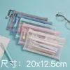 Estojo de caneta, estilo coreano, simples, bolsa de armazenamento de malha transparente, caixa de papelaria de grande capacidade para estudantes, projetado especificamente para exames, de camada dupla