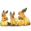 Escultura de Resina de Fibra de Vidro Luminosa de Combinação de 3 Coelhos Lâmpada de Paisagem Formato de Coelho Lâmpada Pequena para Jardim Privado
