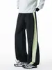 Pantalones de Chándal para Hombre Jianheng High Street Estilo Americano Bloques de Color Gama Alta Rectos Holgados Casual Versátiles Adelgazantes y que Alargan la Figura