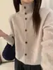 Cárdigan de Punto para Mujer de Cuello Alto, Lana Pura, Botones al Frente, Nuevo Estilo Otoño/Invierno, Estilo Coreano, Adelgazante, Manga Larga, Ropa Exterior