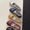 Zapatos de Pata de Cerdo con Tira Cruzada Estilo Francés para Mujer 2025 Primavera Nuevos Zapatos de Ballet Planos de Cuero Genuino Zapatos Mary Jane Mujer