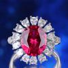 Diseño de Lujo Redondo Gotas de Agua Plata Esterlina S925 Esmeralda Rojo Sangre de Paloma Anillo Pulsera Estilo Celebridad para Mujer