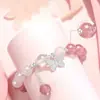Pulseira de Borboleta para Mulheres, Estilo Ins Leve Luxo Nicho Exquisito Design Versátil, Pulseira de Cristal Morango Imitação, Presente de Aniversário para Melhor Amiga