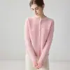 Cárdigan de punto de cachemira ligero y cálido abotonado, abrigo suéter suave de cuello redondo para mujer, lana de manga larga otoño e invierno 2026
