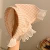 Diadema Estilo Francés Cuadros Encaje Triángulo Toalla Diadema Baotou Estilo Pastoral para Mujer Sentido de Alta Gama Atmósfera Marinera