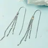 Brilhantes brincos de fio com franjas temperamento brincos de franja femininos estilo longo modifica o formato do rosto emagrecimento personalidade design de nicho brincos de alta qualidade