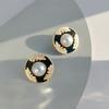Pendientes de perlas con forma de corazón de estilo vintage con aroma a fragancia, joyería transfronteriza europea y americana para mujer, aretes redondos geométricos sencillos con gotas de aceite.