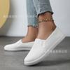 Zapatos de Lona Blancos para Mujer, Mocasines Casuales de Verano, Tenis Cómodos de Caña Baja, Zapatos Blancos