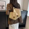 Bolsa Grande de Palha Trançada 2026 Nova Verão Feminina Nicho Ombro Único Resort de Praia Bolsa de Praia Bolsa Tote Trançada
