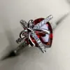 Anillo Versa Bright Pequeña Princesa Dulce Fresco Regalo Chapado con Circonio de Granada de 18K Seiko Lujo Ligero Abierto para Niñas