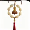 Adorno colgante para coche hecho de boj, flor de loto y pequeño colgante de Buda, accesorio de decoración para espejo retrovisor de coche con flor de loto Bodhi