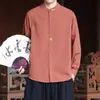Nueva camisa de manga larga bordada de algodón y lino estilo chino, camisa casual retro y moderna para hombre estilo chino, atuendo para ceremonia del té inspirado en Zen
