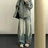 Jeans de Verano Estilo Retro Americano con Bordado Floral de Perlas para Mujer, Corte Holgado, Adelgazantes, de Cintura Alta, Pantalones Rectos de Pierna Ancha