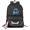 Comercio exterior nueva mochila de dibujos animados Stitch USB Estudiante joven mochila escolar para hombres y mujeres mochila casual de viaje